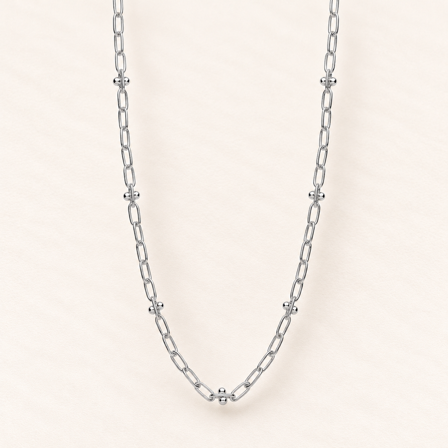 Beaded Links Necklace — silver