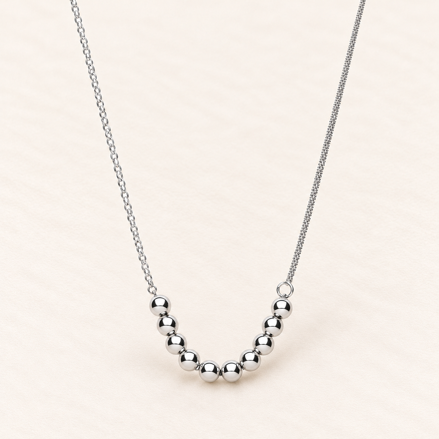 Ten Beads Necklace — silver