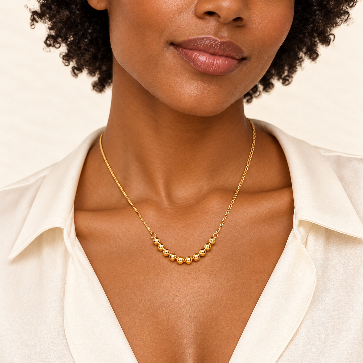 Ten Beads Necklace — yellow-gold-plated silver