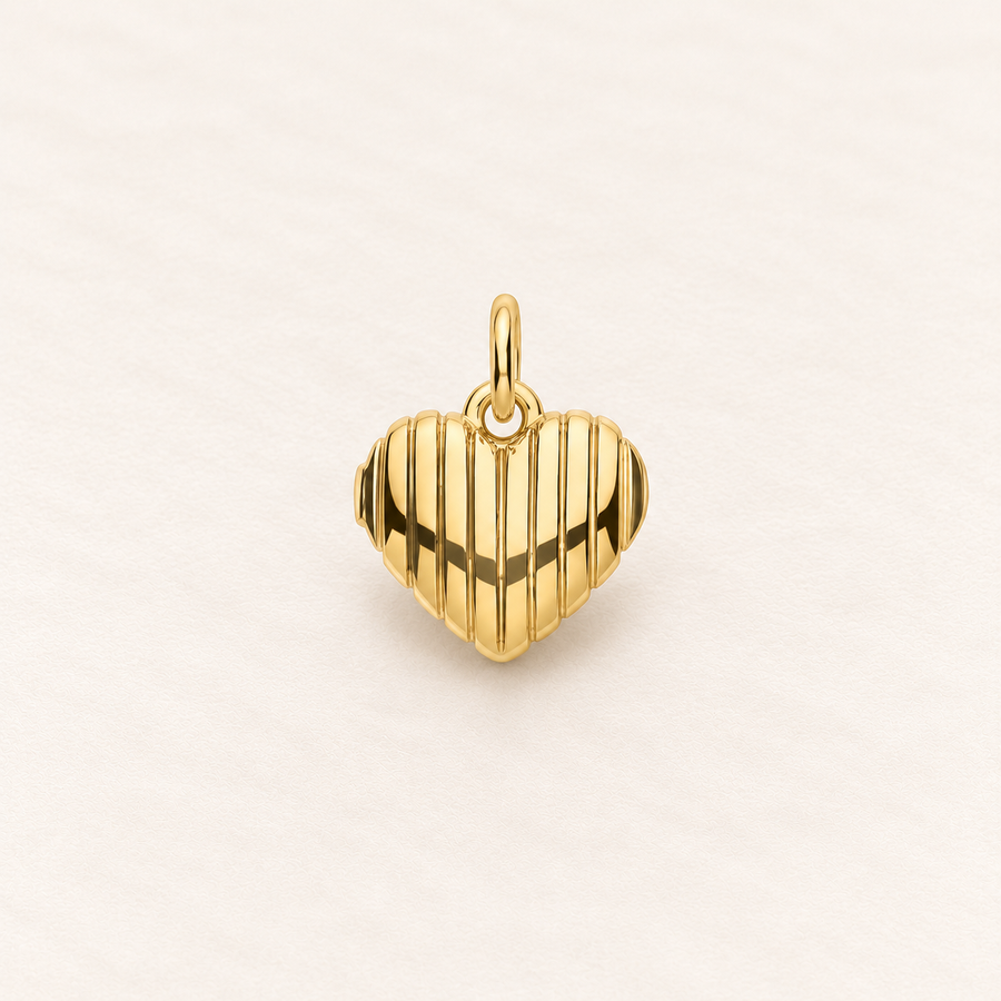 Ribbed Heart Necklace — yellow-gold-plated silver