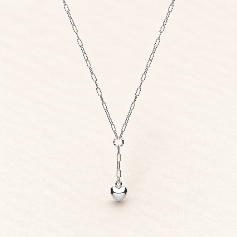 Suspended Heart Necklace — silver