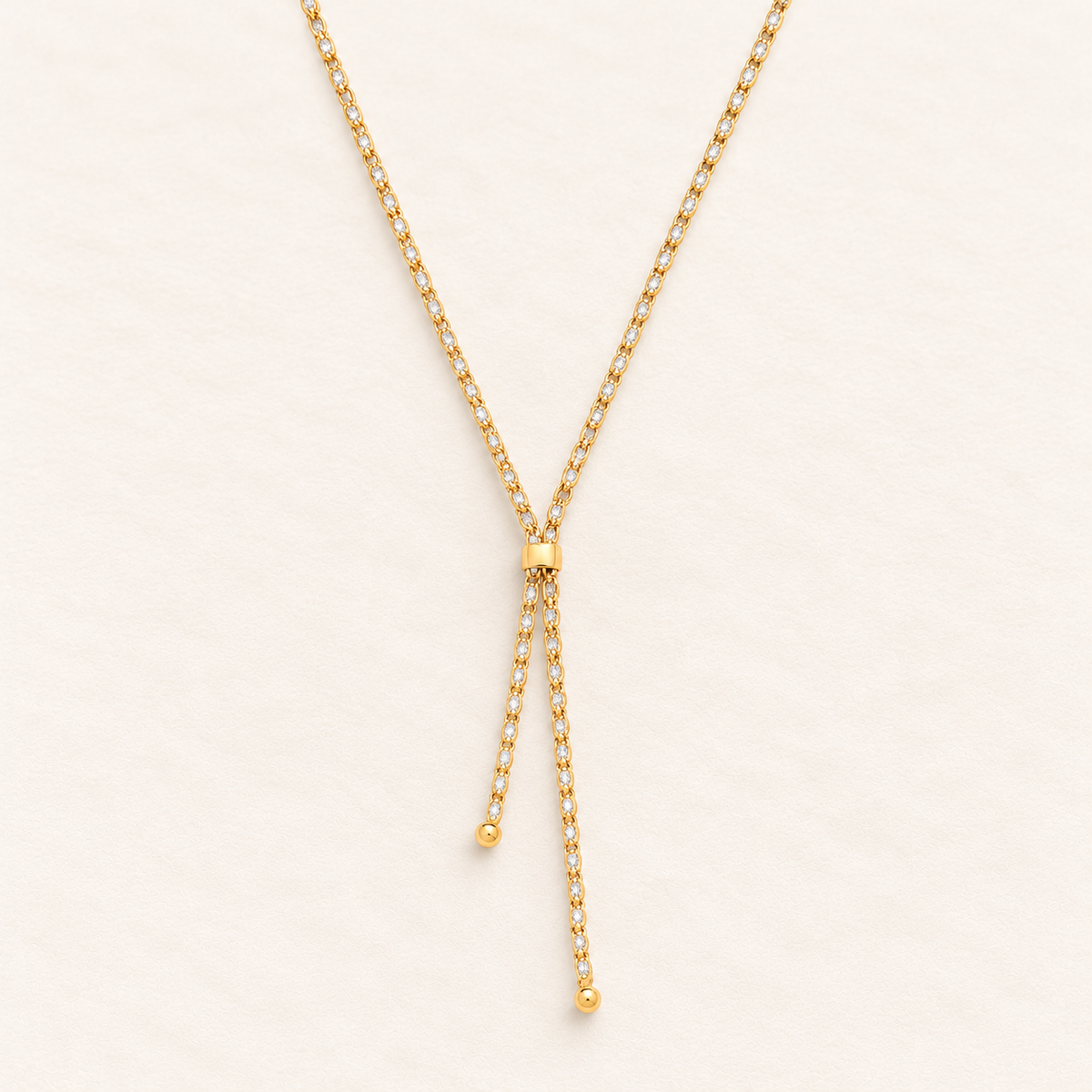 Collier Cravate Perlée — argent plaqué or jaune