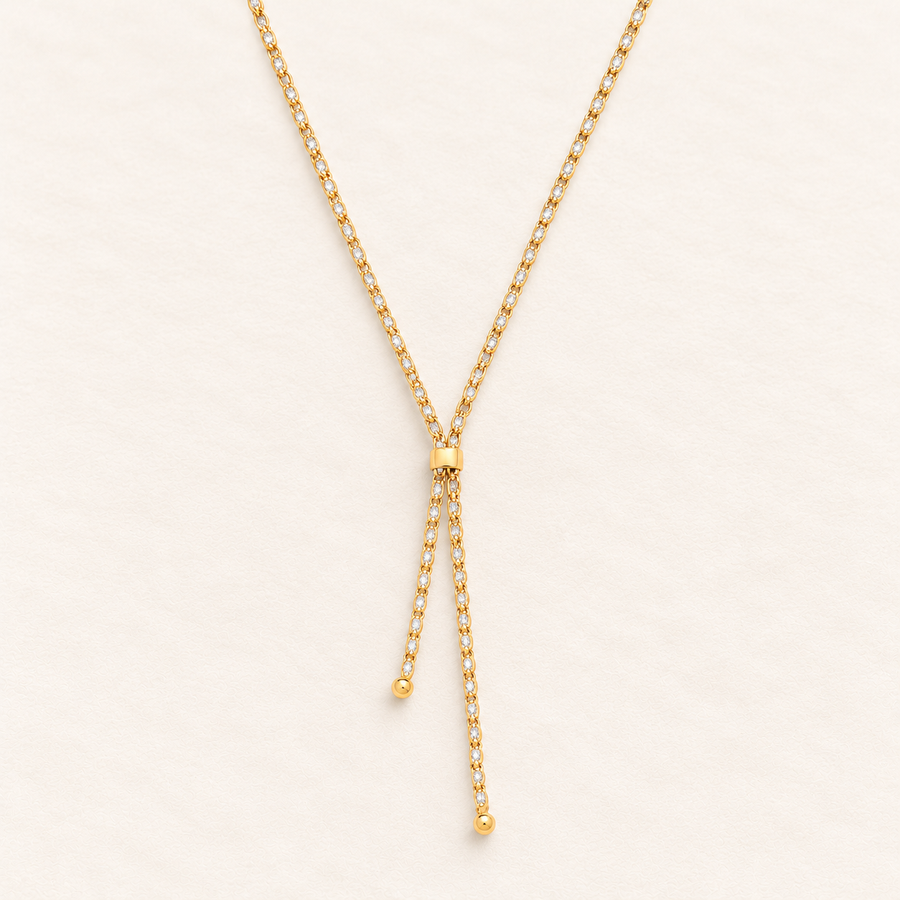 Beaded Lariat Necklace — yellow-gold-plated silver