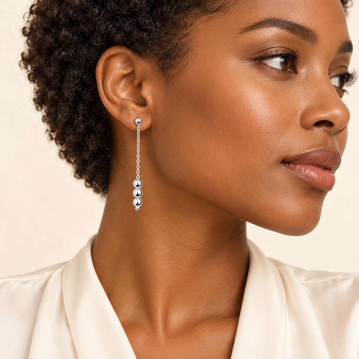 Boucles d’oreilles Cascade Perlée — argent