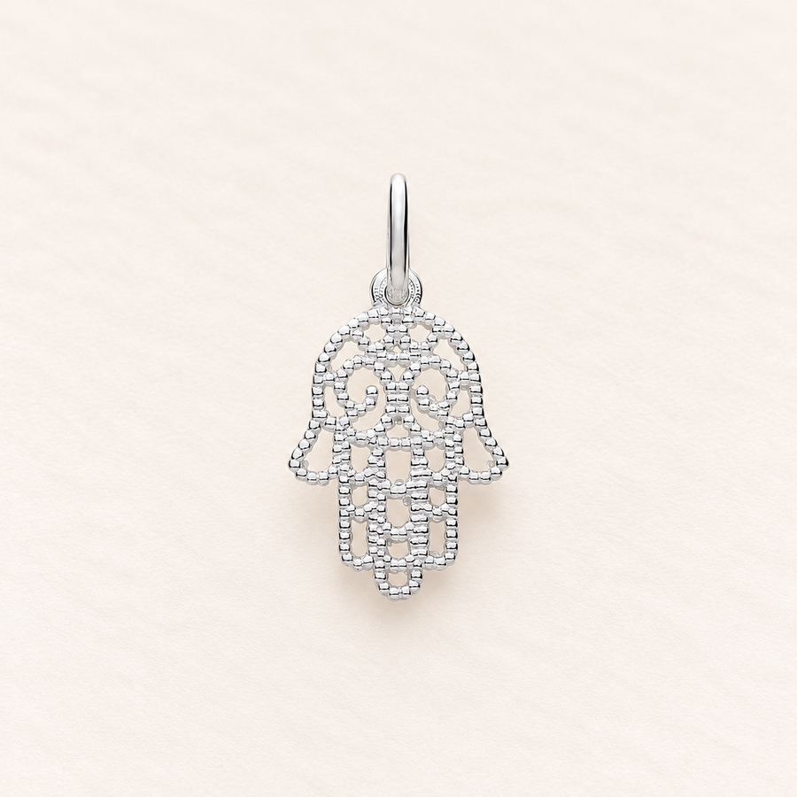 Filigree Hamsa Pendant — silver