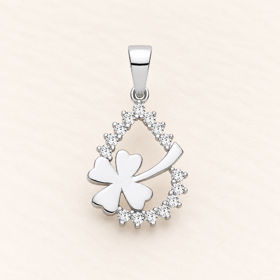 Clover of Light Pendant — silver and cubic zirconia