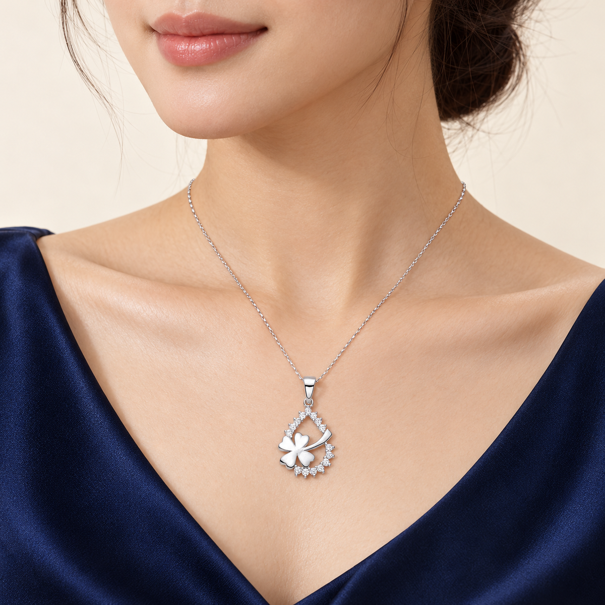 Clover of Light Pendant — silver and cubic zirconia
