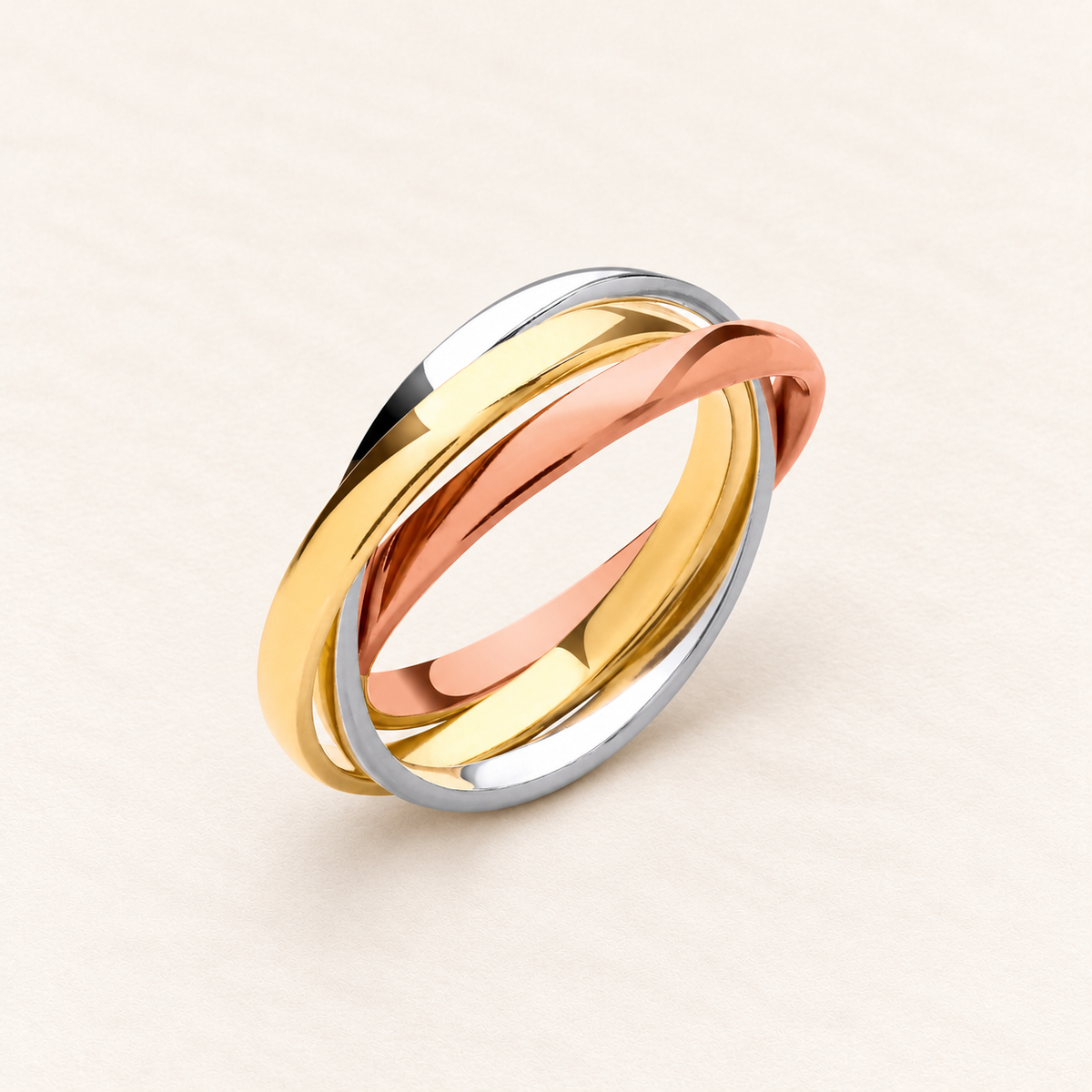 Three Bands Ring — silver, tri-colour finishes
