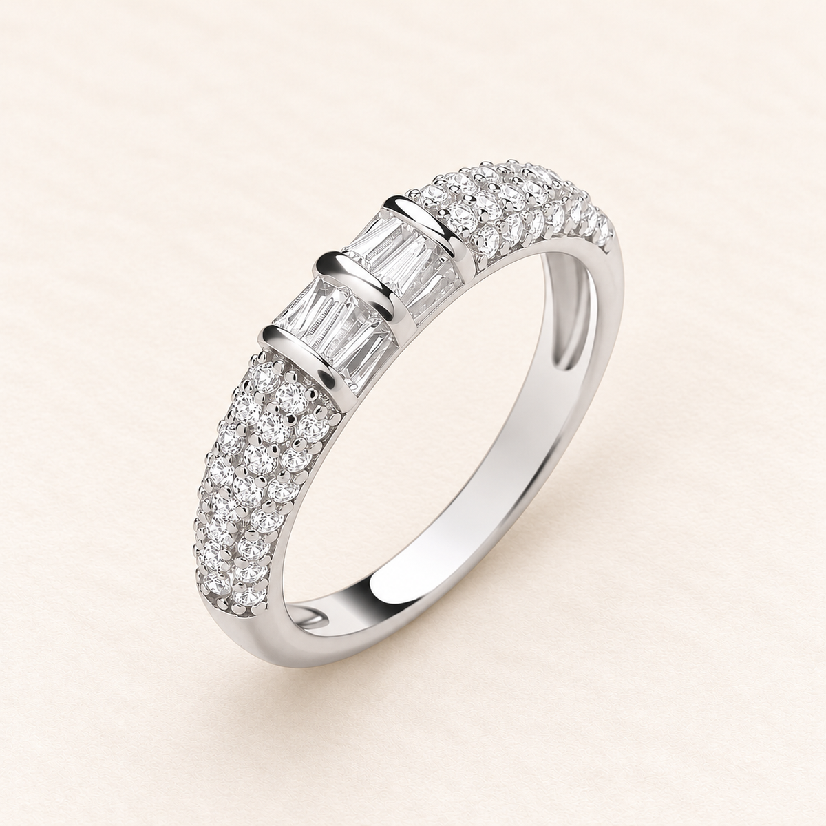 Bague Duo Baguette — argent et oxydes de zirconium