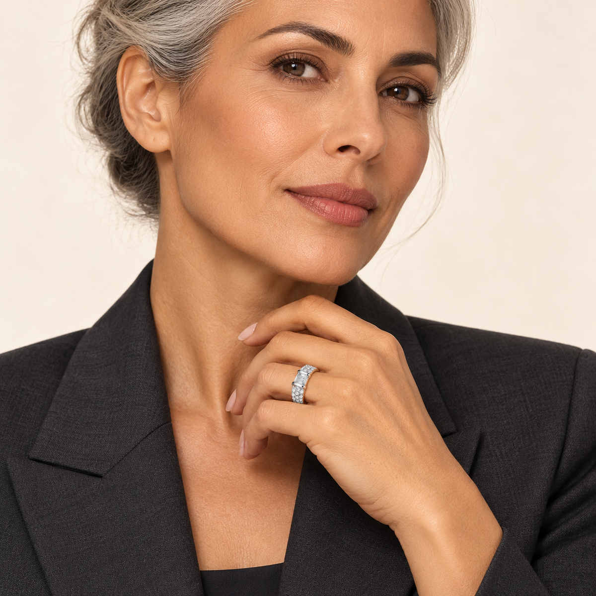 Bague Duo Baguette — argent et oxydes de zirconium