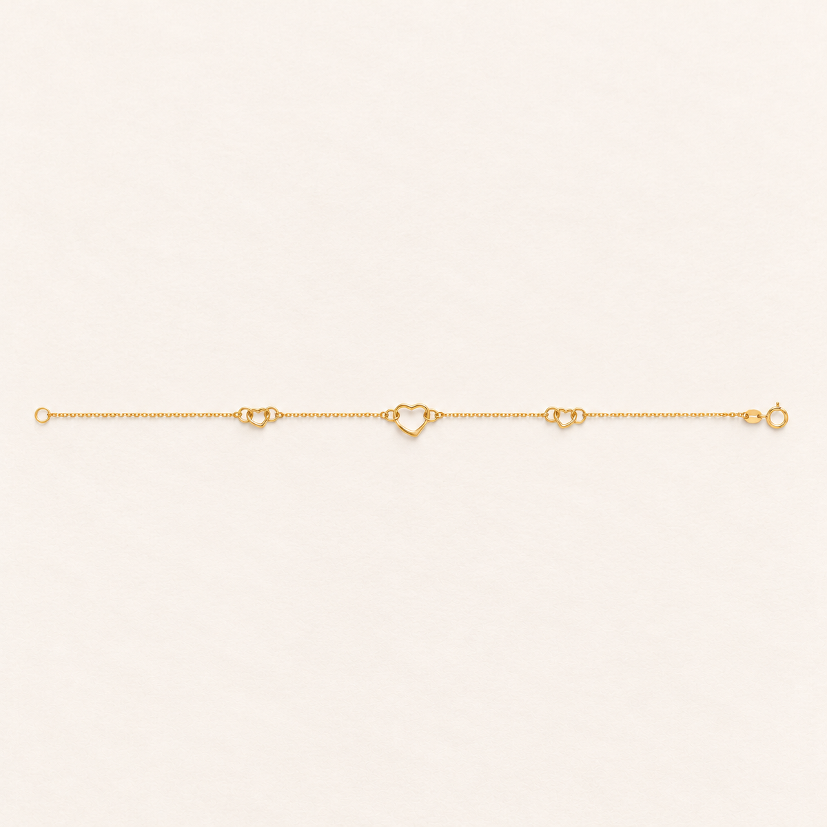 Bracelet Trois Cœurs — or jaune 9 carats
