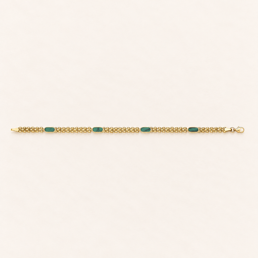 Bracelet Panthère Malachite — or jaune 9 carats