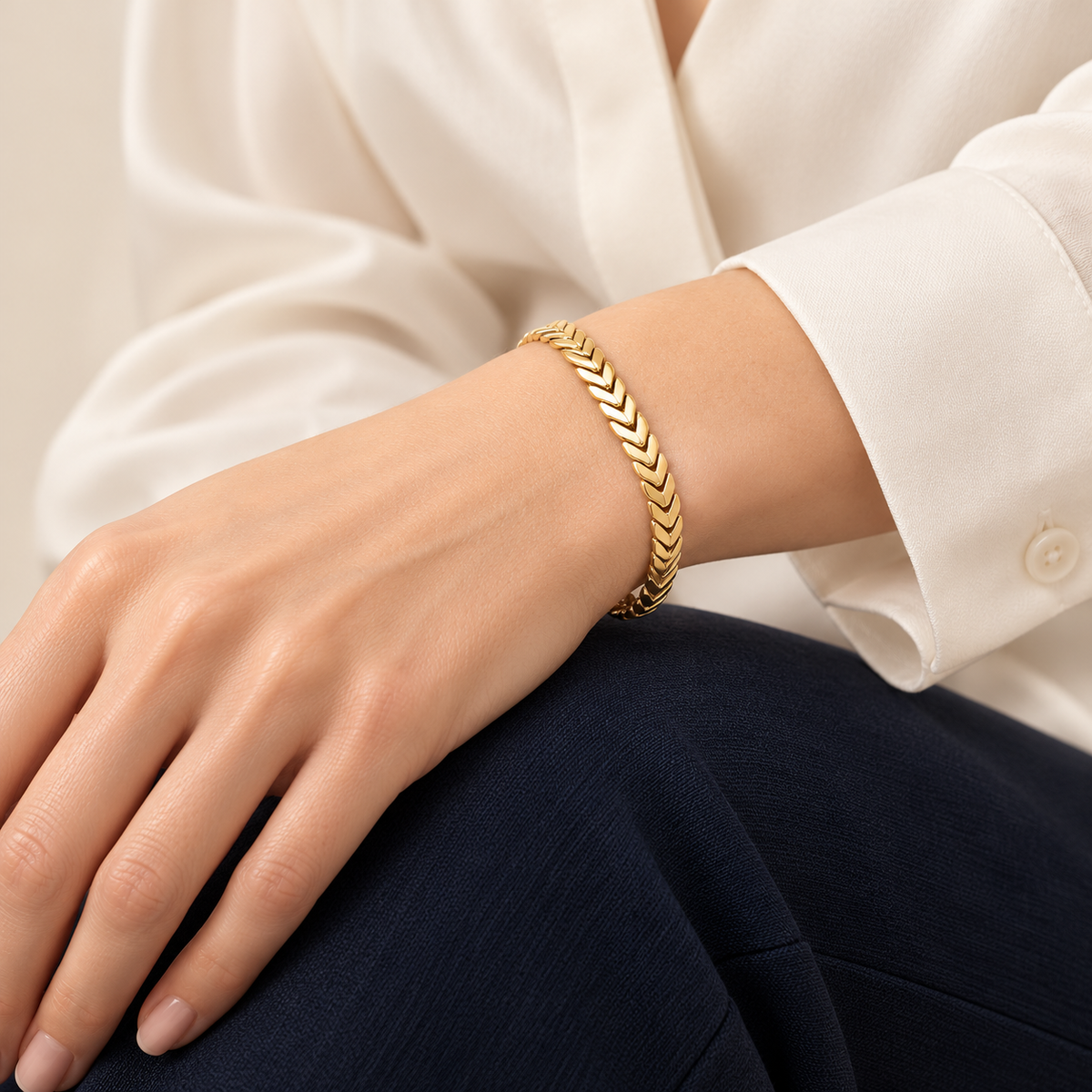 Bracelet Chevrons — or jaune 9 carats