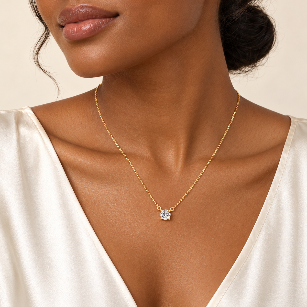 Collier Point de Lumière — or jaune 9 carats et oxyde de zirconium