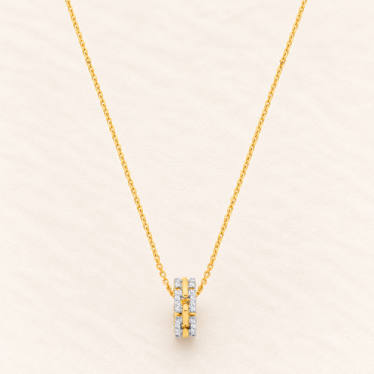 Circle Necklace — 9ct yellow gold and diamonds 0.20 ct