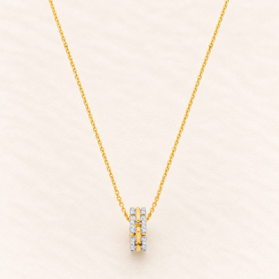 Circle Necklace — 9ct yellow gold and diamonds 0.20 ct
