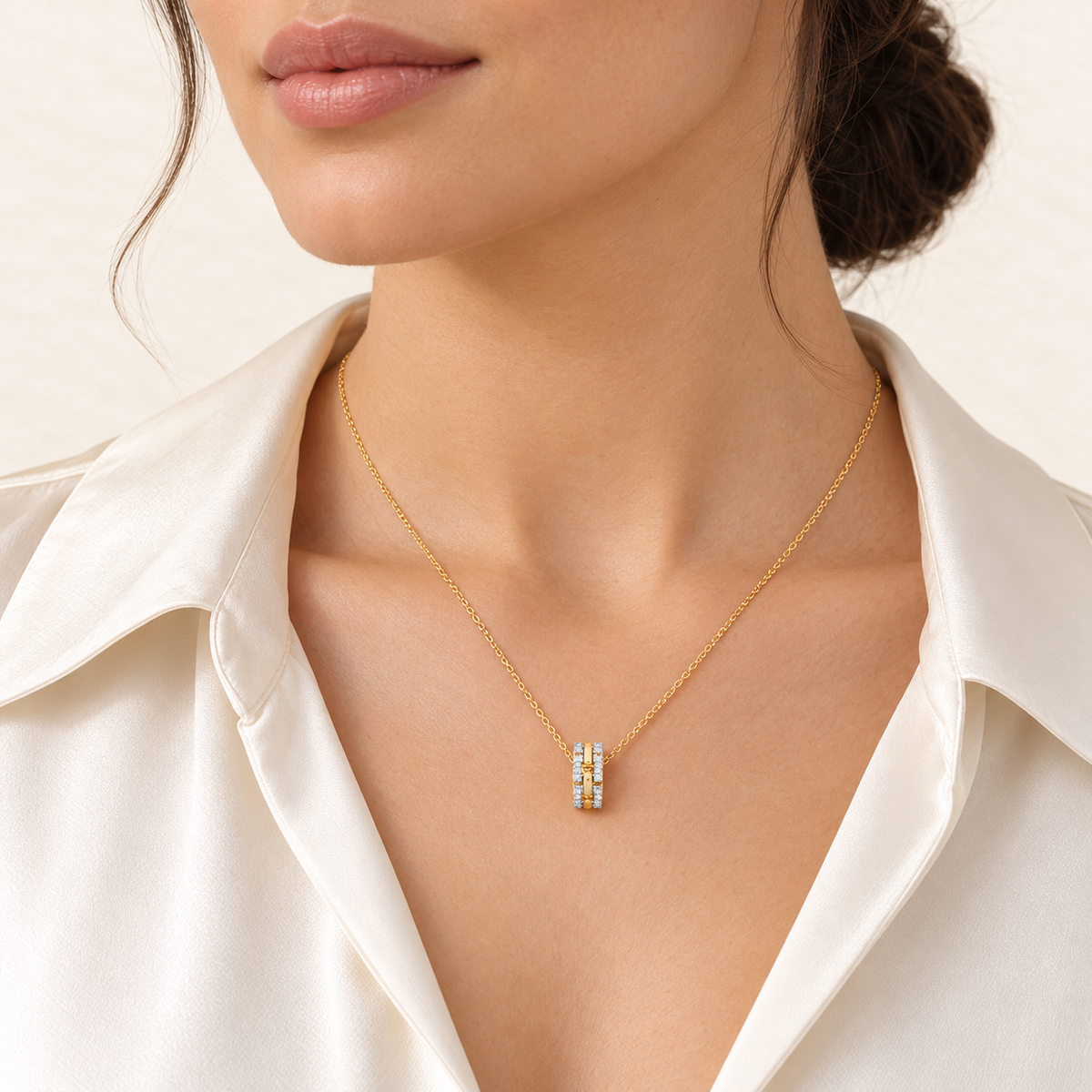 Circle Necklace — 9ct yellow gold and diamonds 0.20 ct