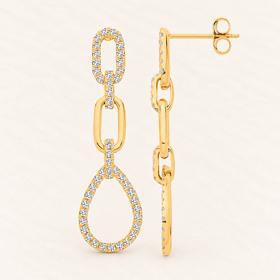 Linked Drops Earrings — 9ct yellow gold and diamonds 0.77 ct