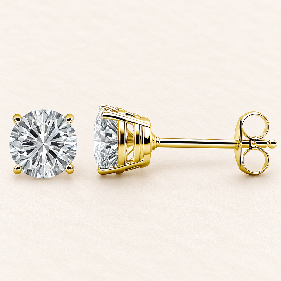 Solitaire Stud Earrings — 18ct yellow gold and diamonds 1.40–1.50 ct