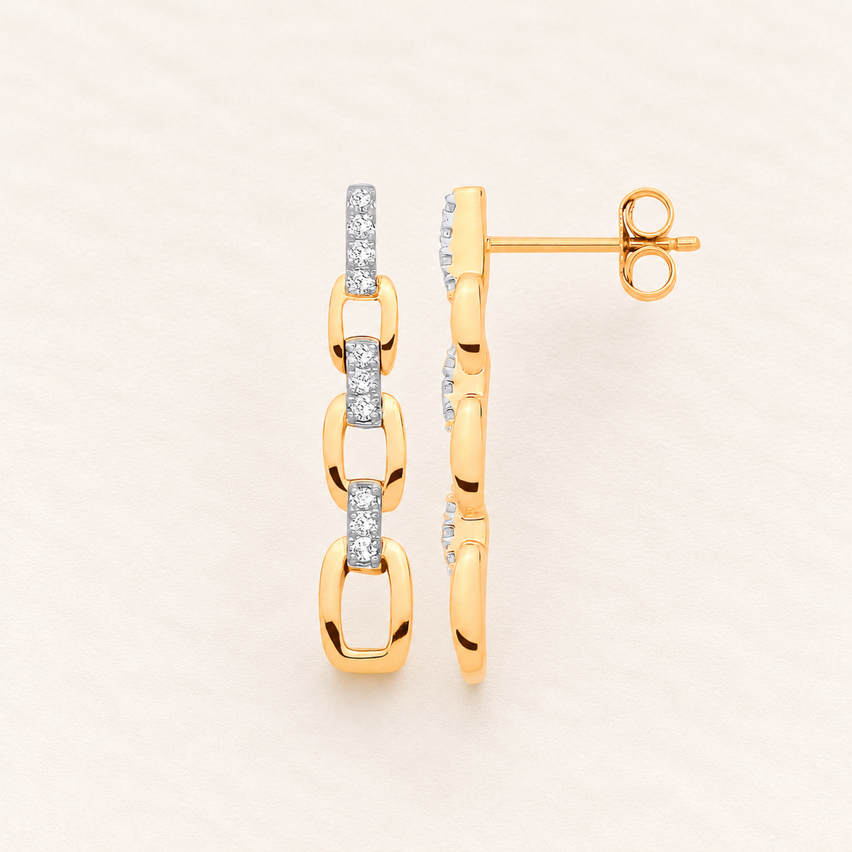 Boucles Maillons de Lumière — or jaune 9 carats et diamants 0,20 ct
