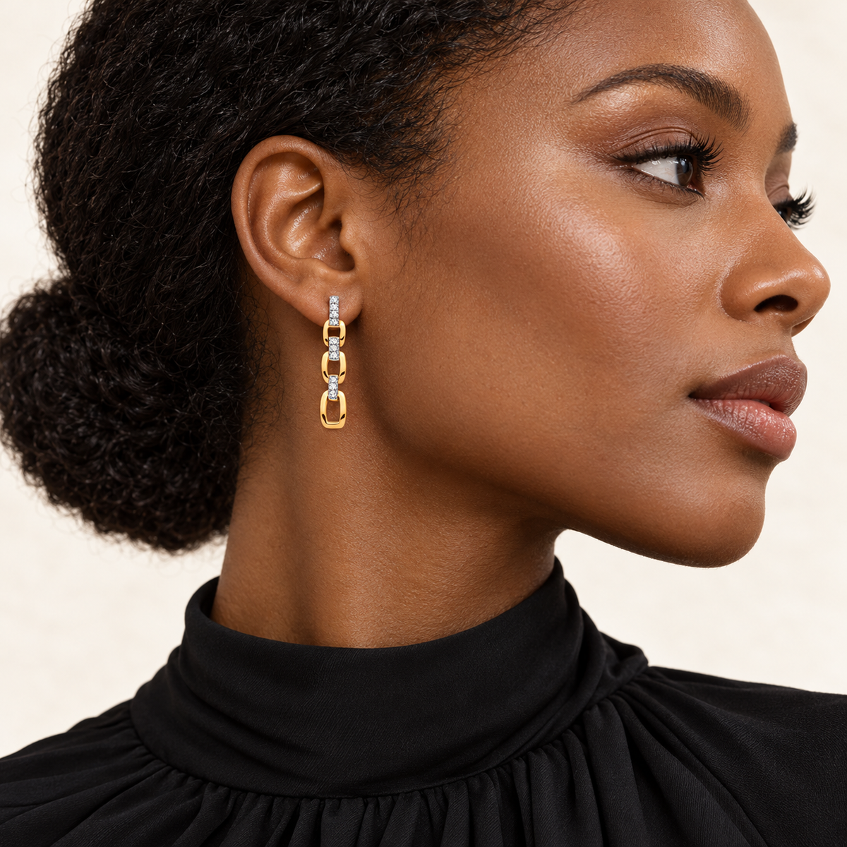 Boucles Maillons de Lumière — or jaune 9 carats et diamants 0,20 ct