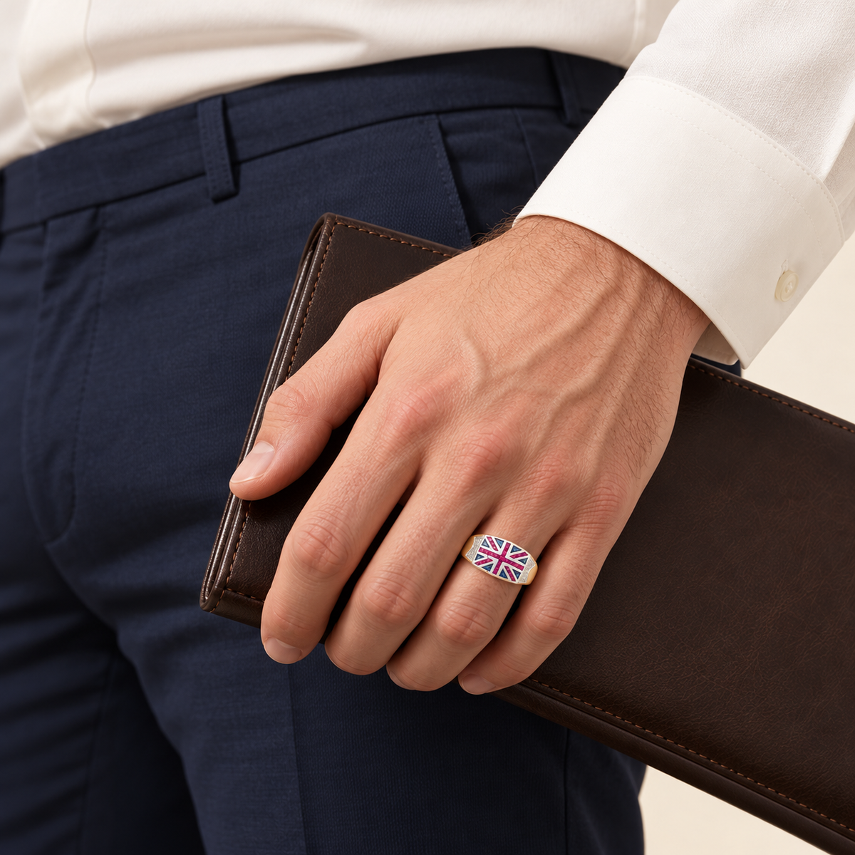 Union Signet Ring — 9ct yellow gold, rubies, sapphires and diamonds