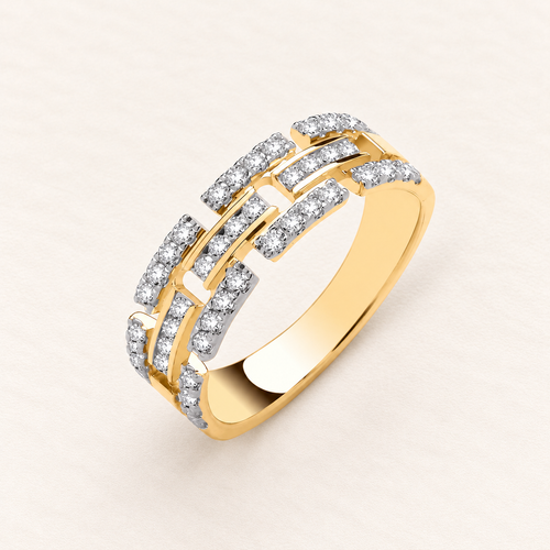 Bague Architecture — or jaune 9 carats et diamants 0,50 ct