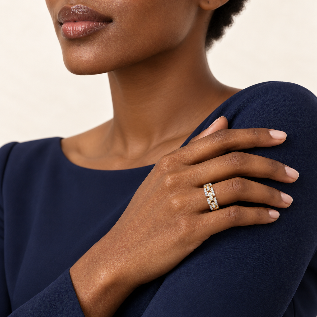 Bague Architecture — or jaune 9 carats et diamants 0,50 ct