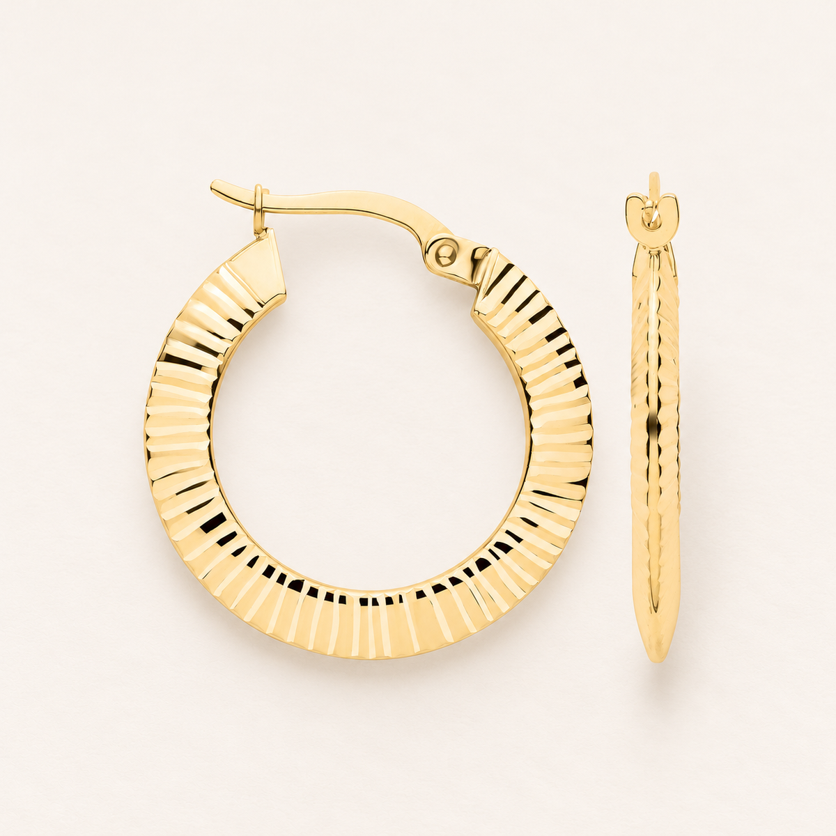 Créoles Rondes Côtelées — or jaune 9 carats