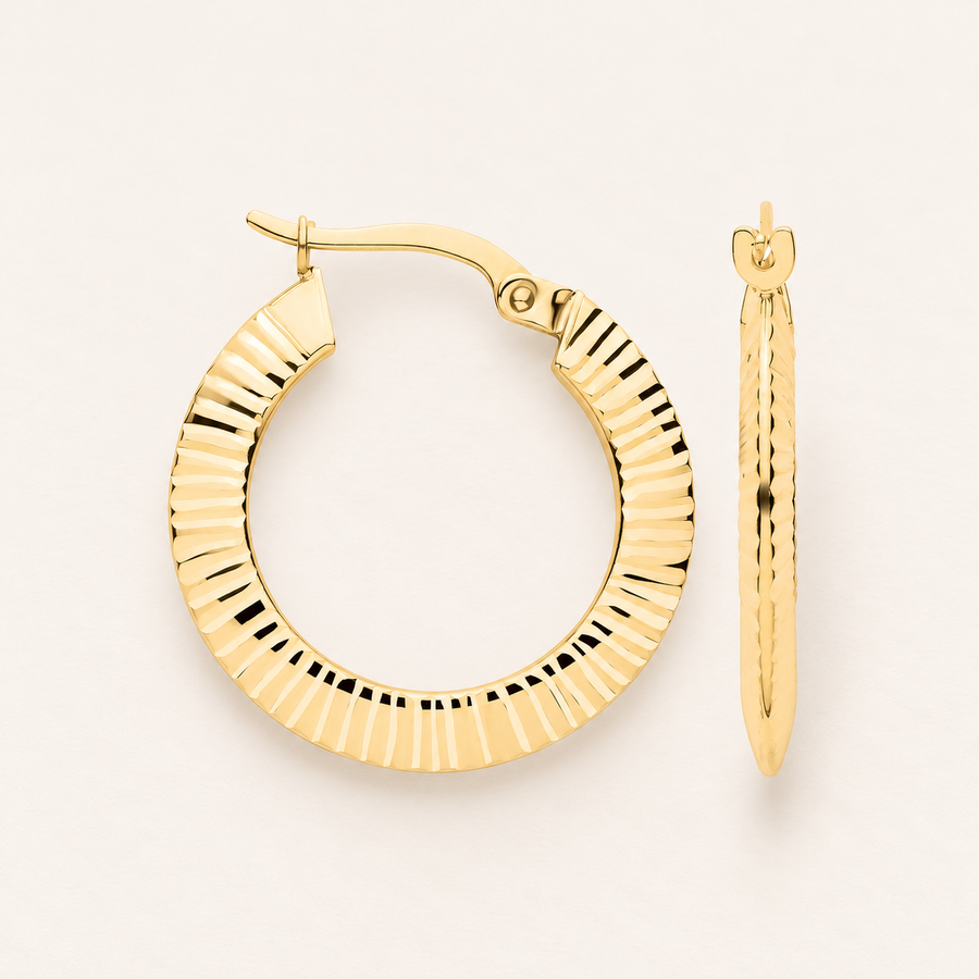 Créoles Rondes Côtelées — or jaune 9 carats