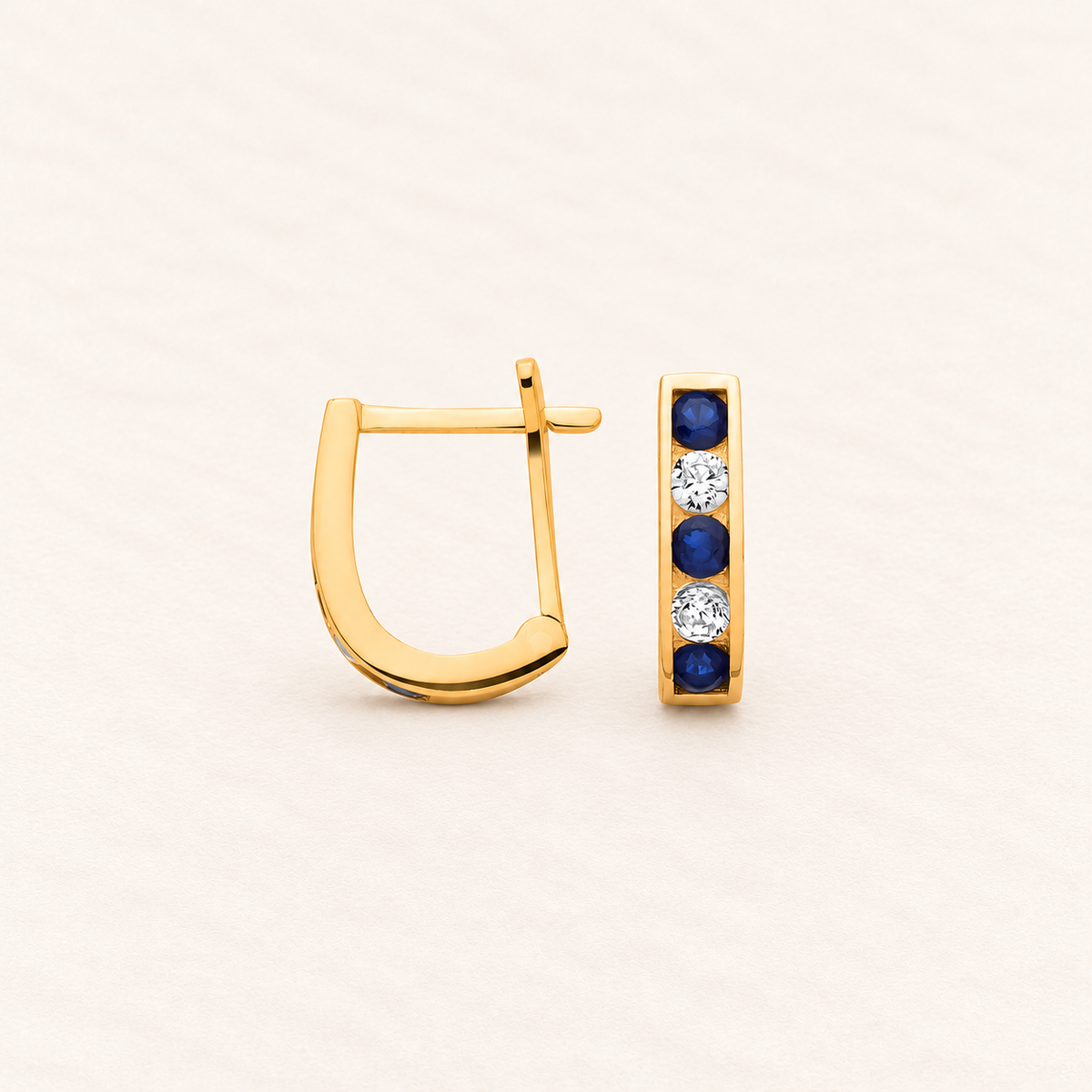 Créoles Éclats Bleus — or jaune 9 carats et oxydes de zirconium