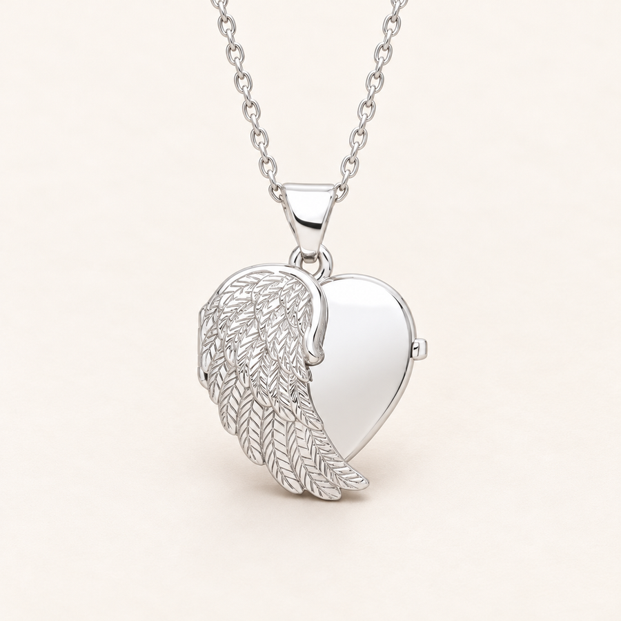 925 sterling silver medallion with an angel wing
