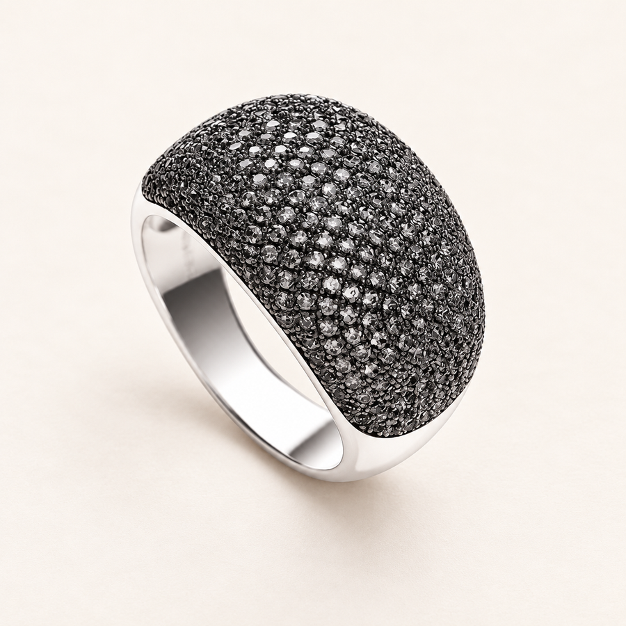 Bague cocktail 283 en zirconium noir micropavé — argent 925