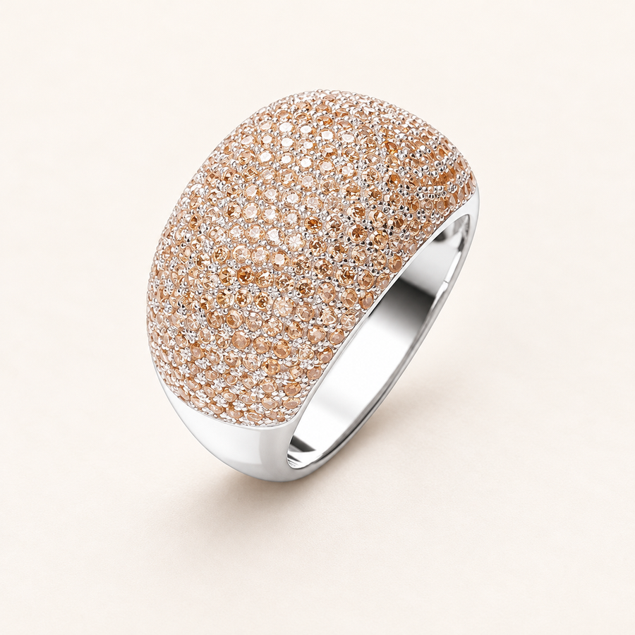 Bague cocktail 283 en zirconium champagne micropavé — argent 925