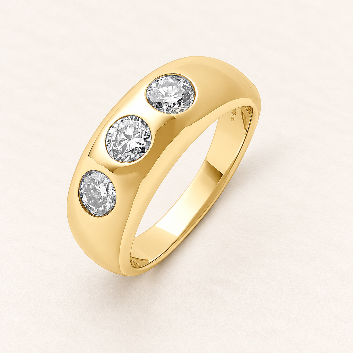 Bague Trilogy — or jaune 18 carats et diamants 1,00 ct