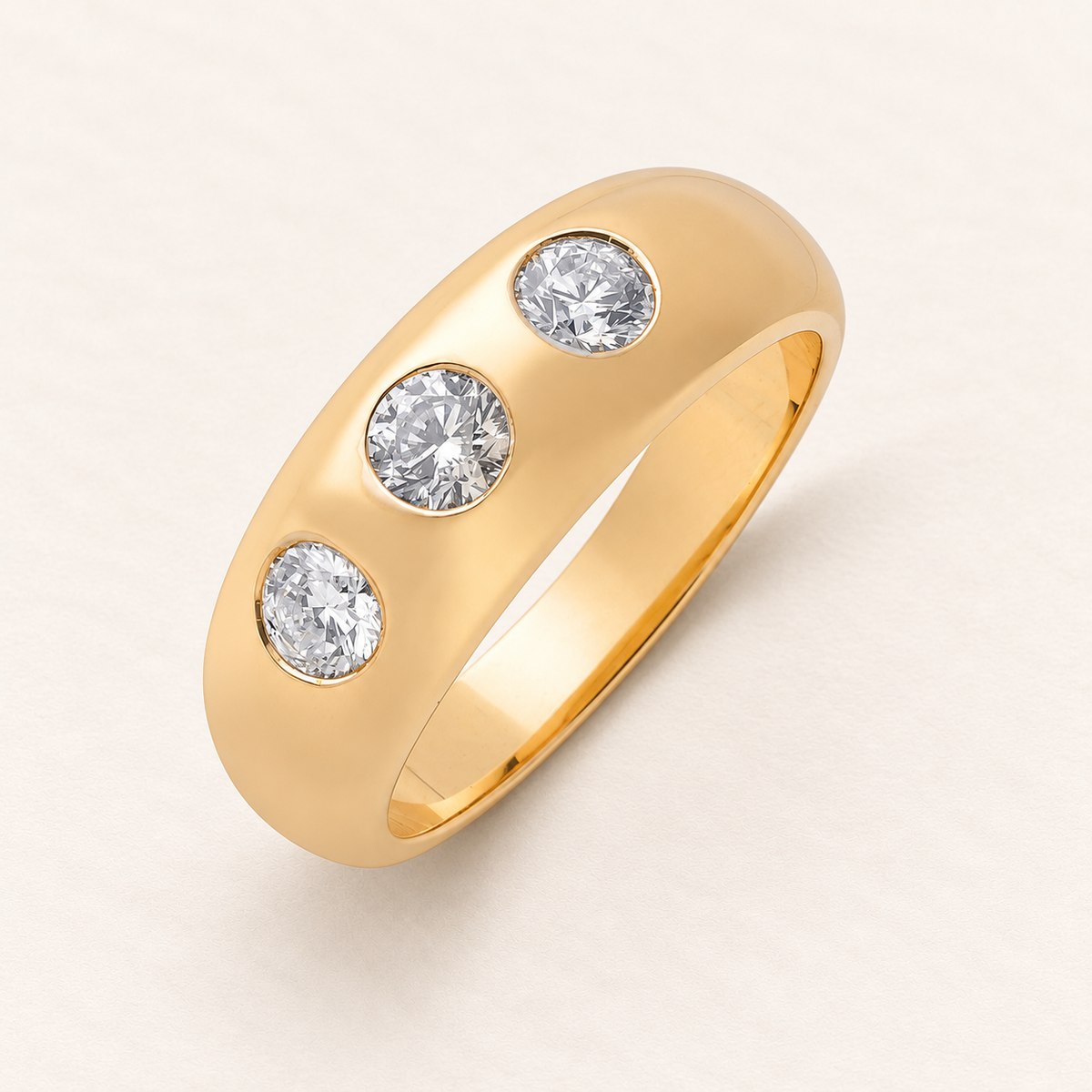 Bague Trilogy — or jaune 9 carats et diamants 1,00 ct