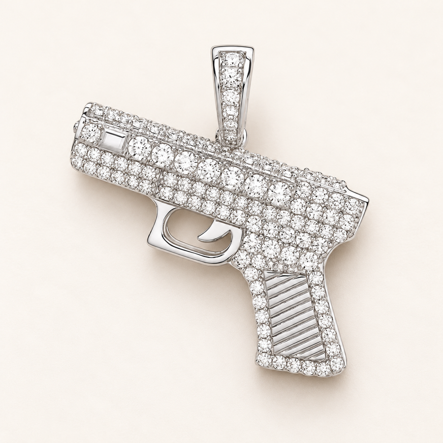 925 sterling silver pistol pendant