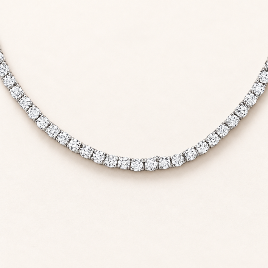 925 sterling silver 3.0mm CZs 17" Tennis Collarette Necklace