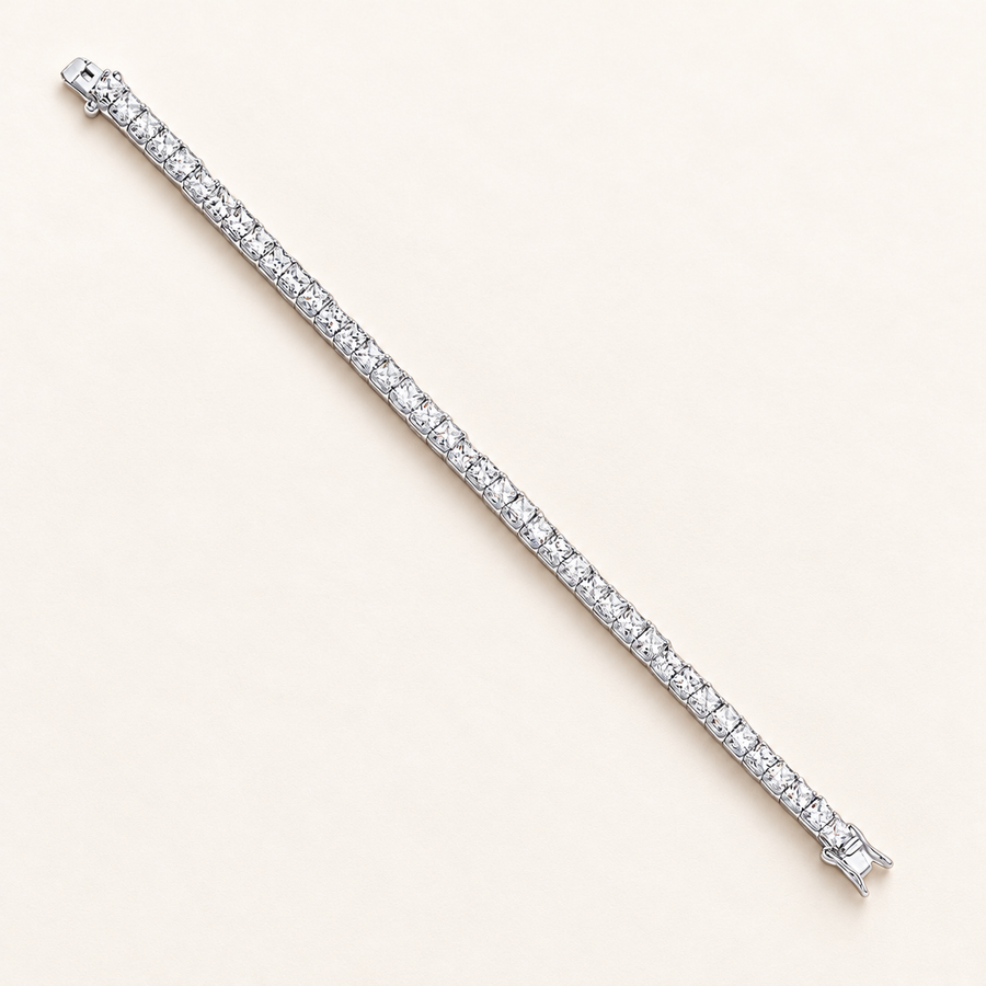 Princess Cut Cubic Zirconia Tennis Bracelet — 925 sterling silver