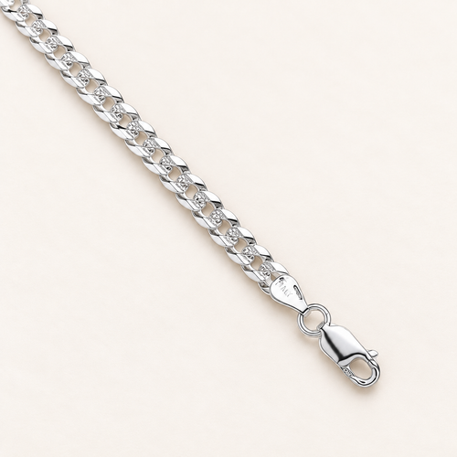 Silver 5mm Flat Pave Curb Chain