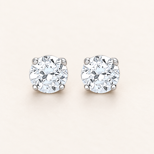 Silver Brilliant Cut CZ 4mm Claw Set Stud