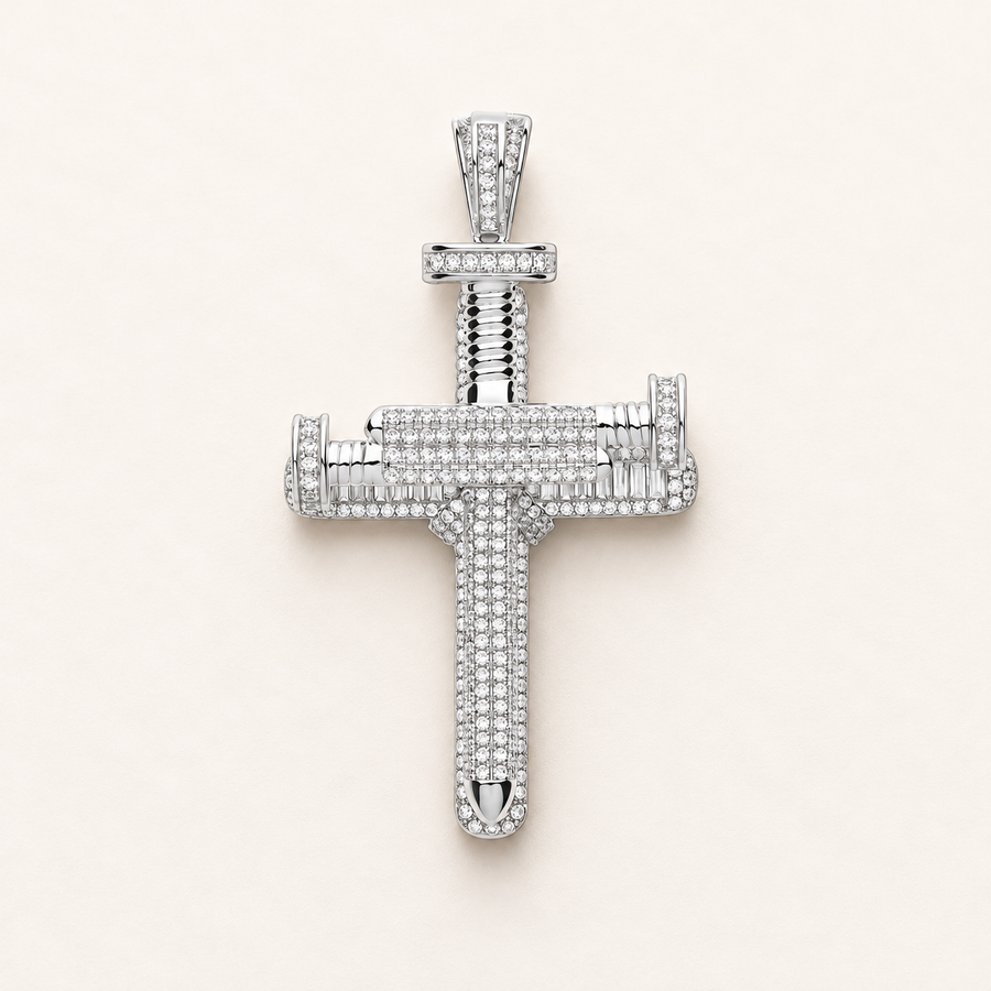 925 sterling silver CZ Nail Cross