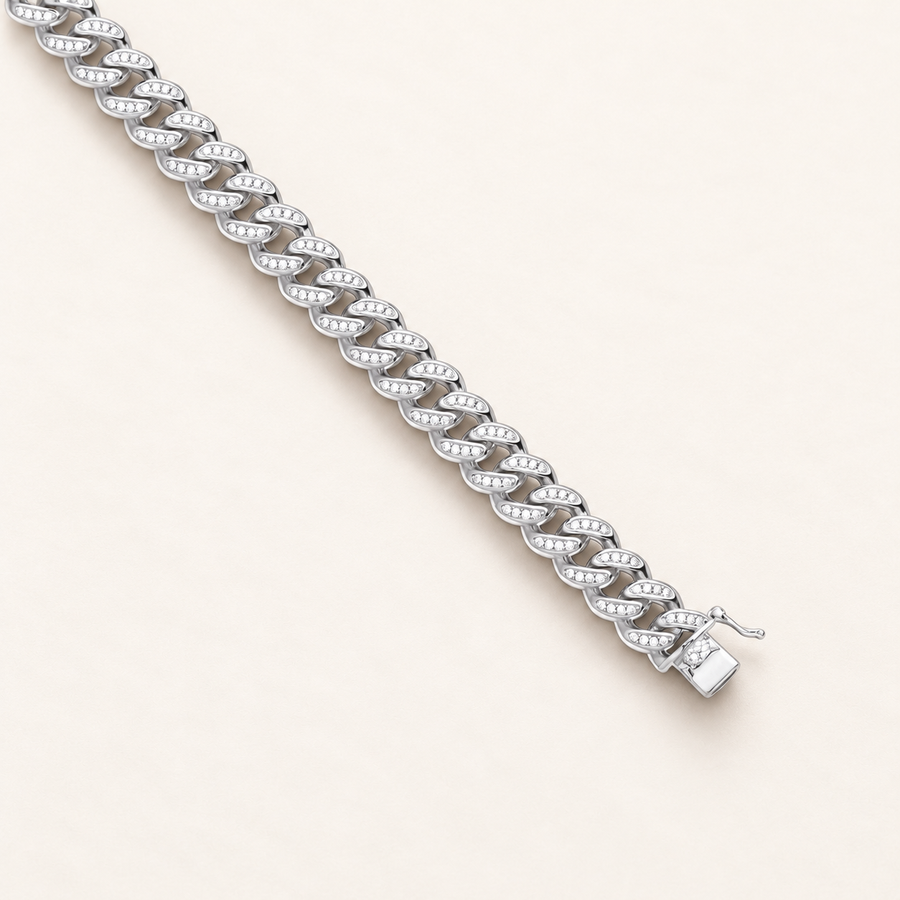 Plain Cubic Zirconia Round Link Bracelet — 925 sterling silver