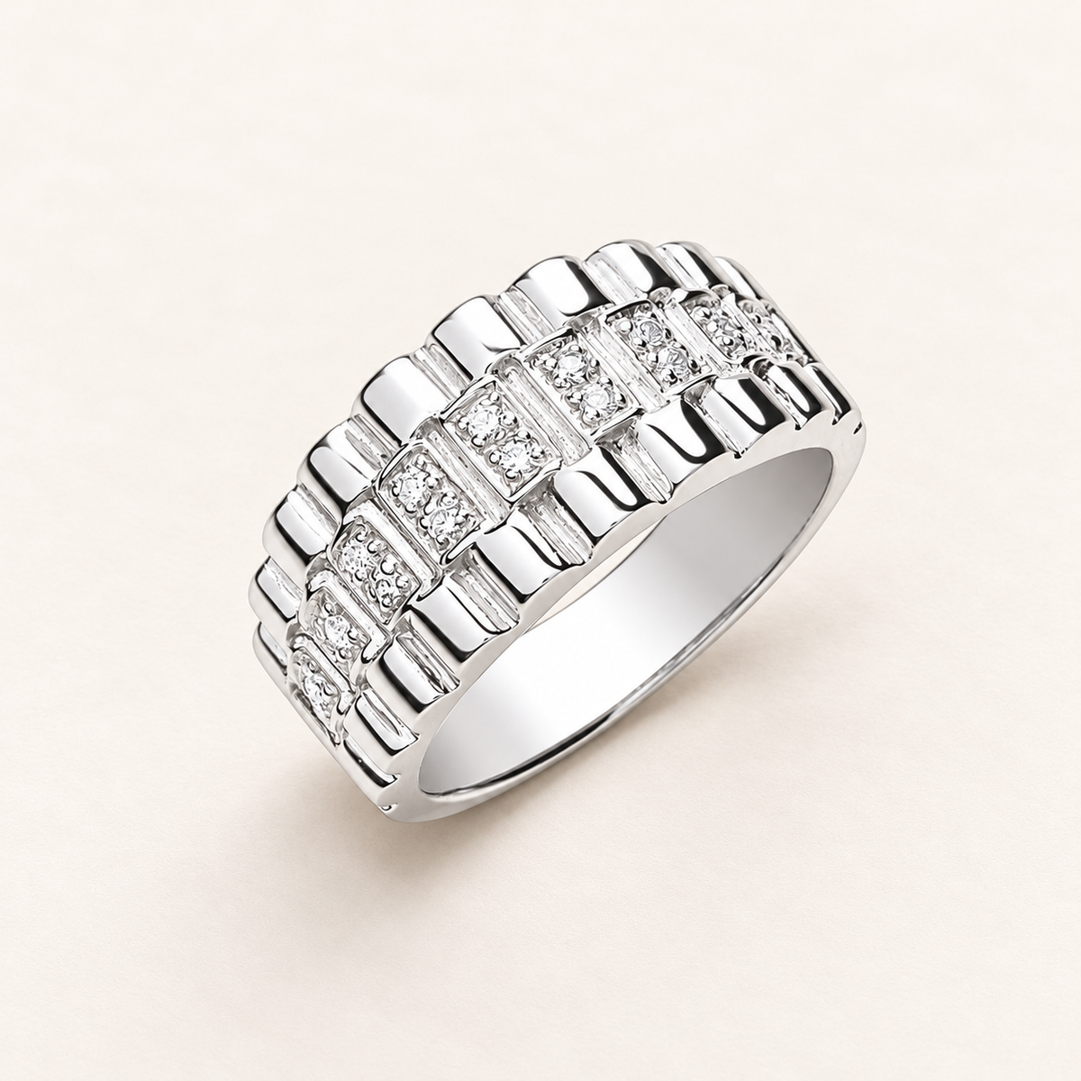 Silver Gents 11mm CZ Ring