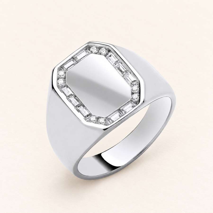 Chevalière Éclat — argent et oxydes de zirconium