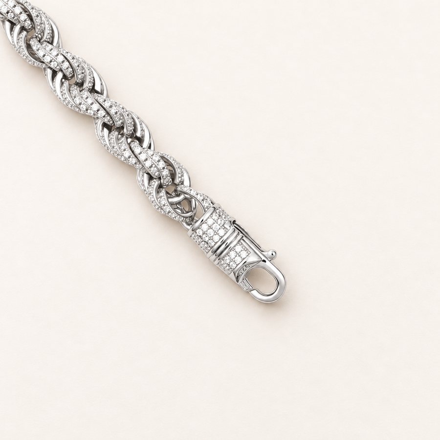 Rope bracelet set with cubic zirconia — 925 sterling silver