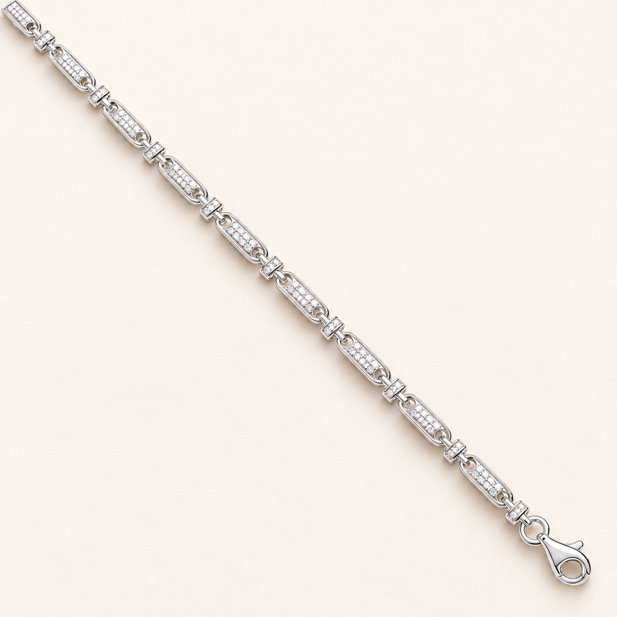 925 sterling silver fancy bracelet with cubic zirconias