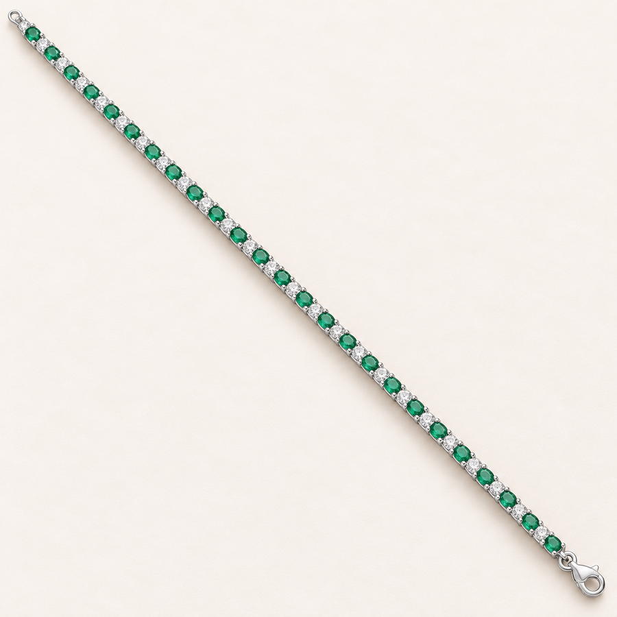 925 sterling silver Green &amp; Clear CZ 925 sterling silver Tennis Bracelet