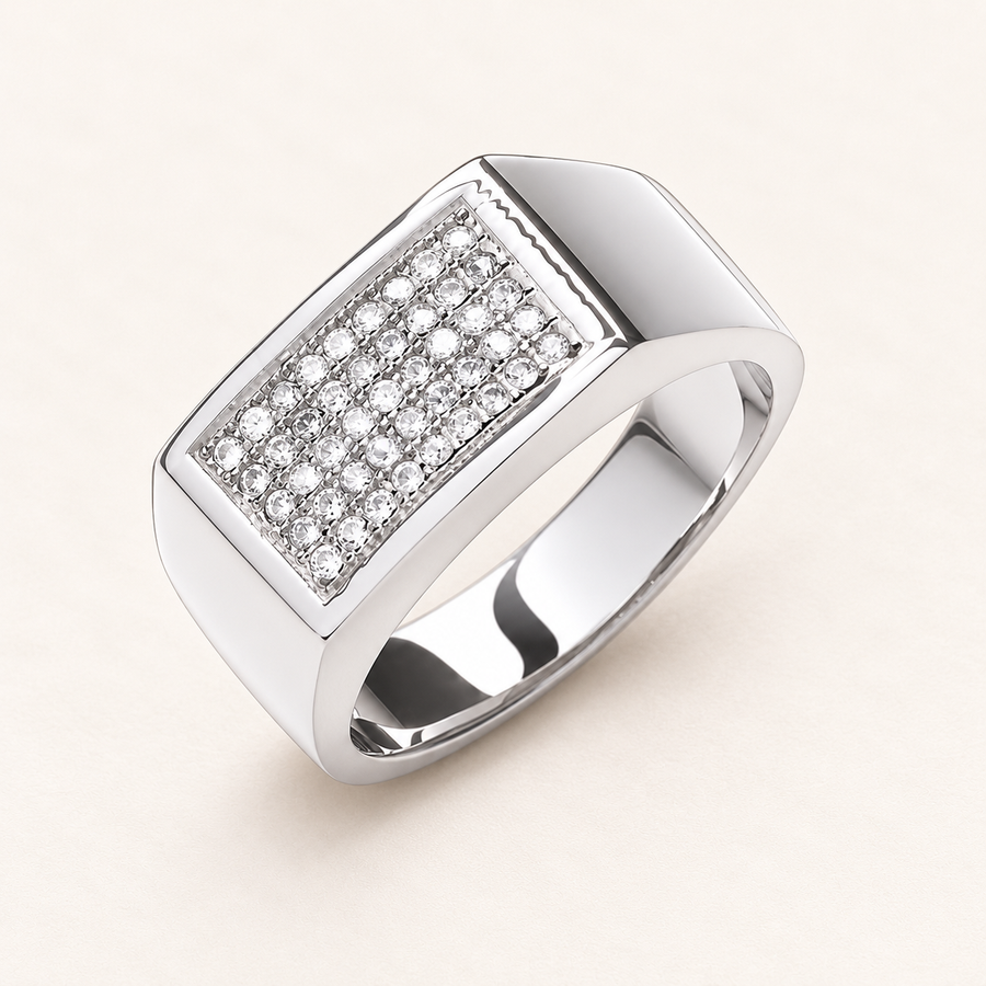 Bague homme en argent 925 et zirconium micropavé