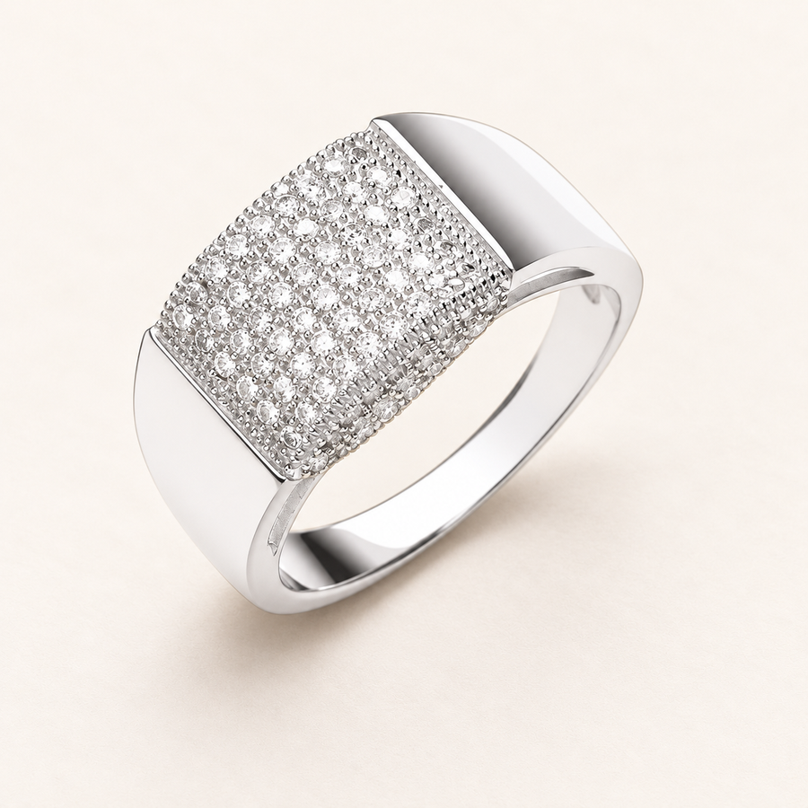 925 sterling silver Micro-Pave Cz Gents Ring